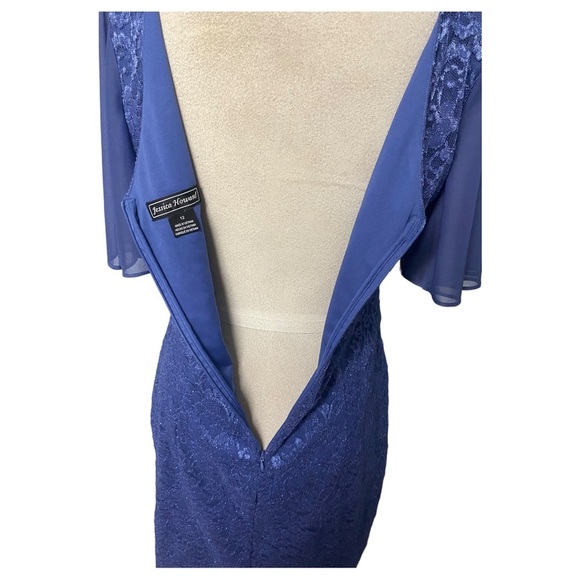 NWOT JESSICA HOWARD BOAT NECK SHORT FLUTTER SLEEVE FLORAL LACE IN PERIWINKLE - Picture 9 of 10